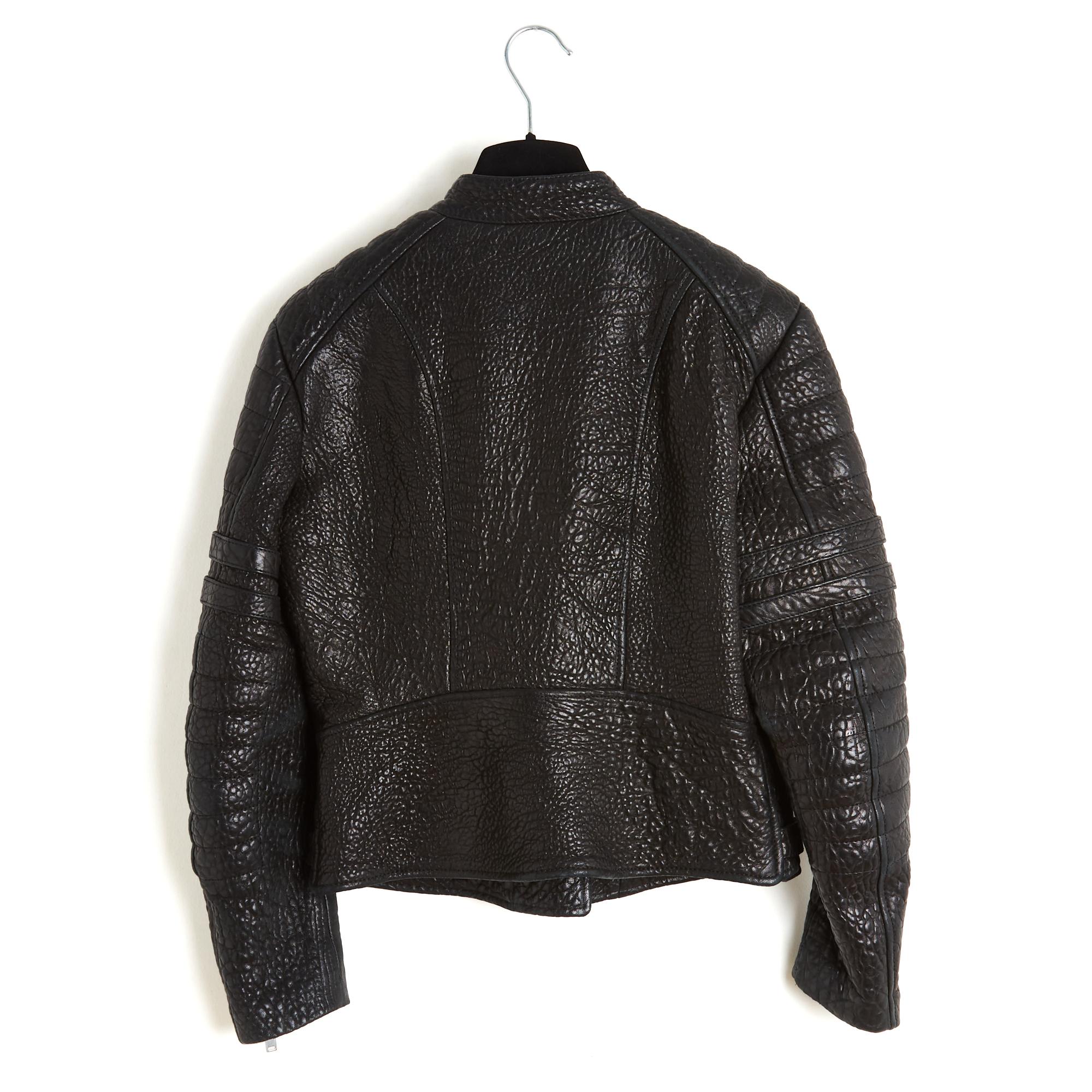 Céline Blouson FR40 Phoebe Philo Schwarze Leder Biker Jacke UK12 US10 Celine im Angebot 2