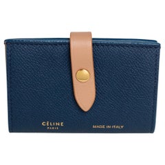 Celine Blue/Beige Leather Flap Card Holder