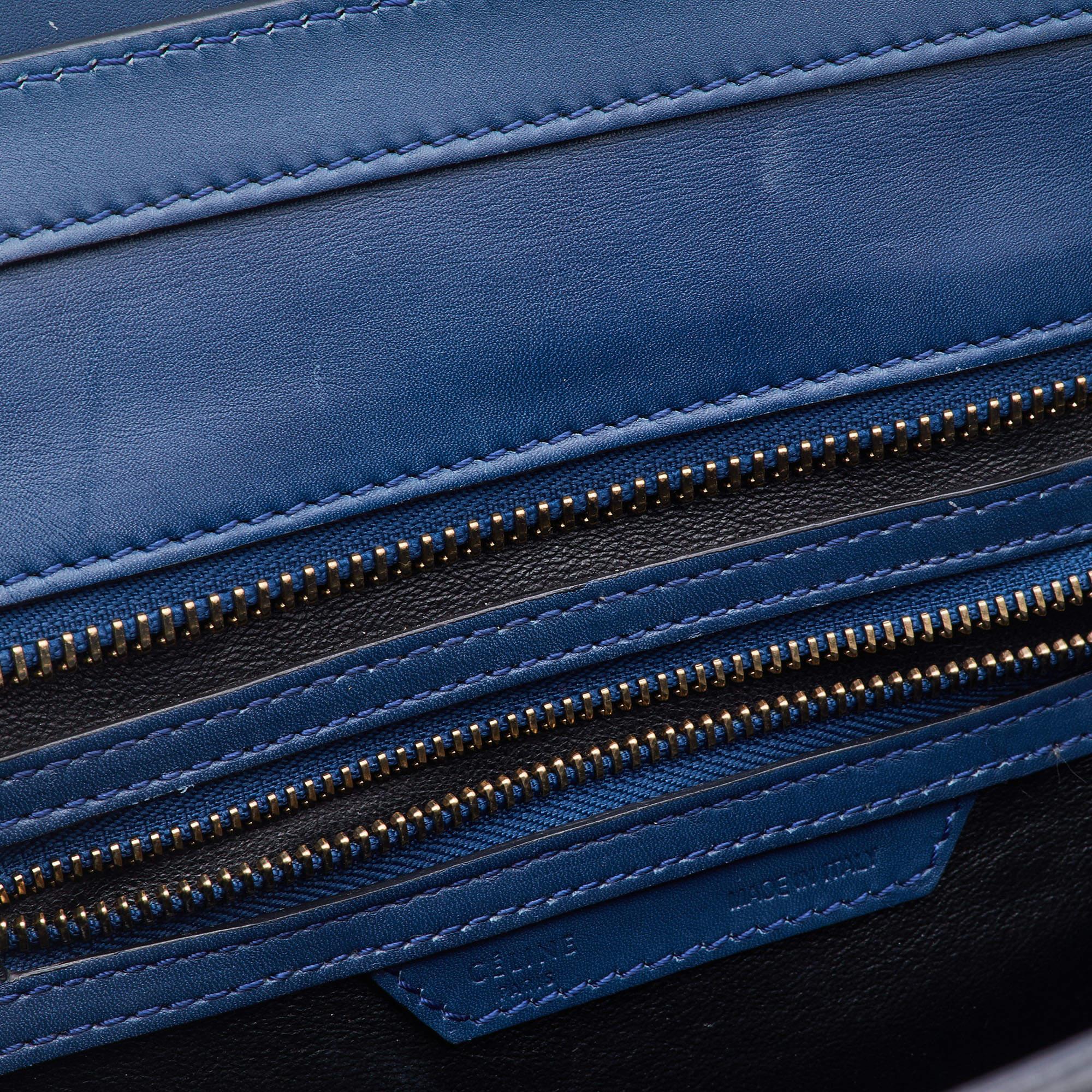 Celine Blue/Black Leather Micro Luggage Tote 11