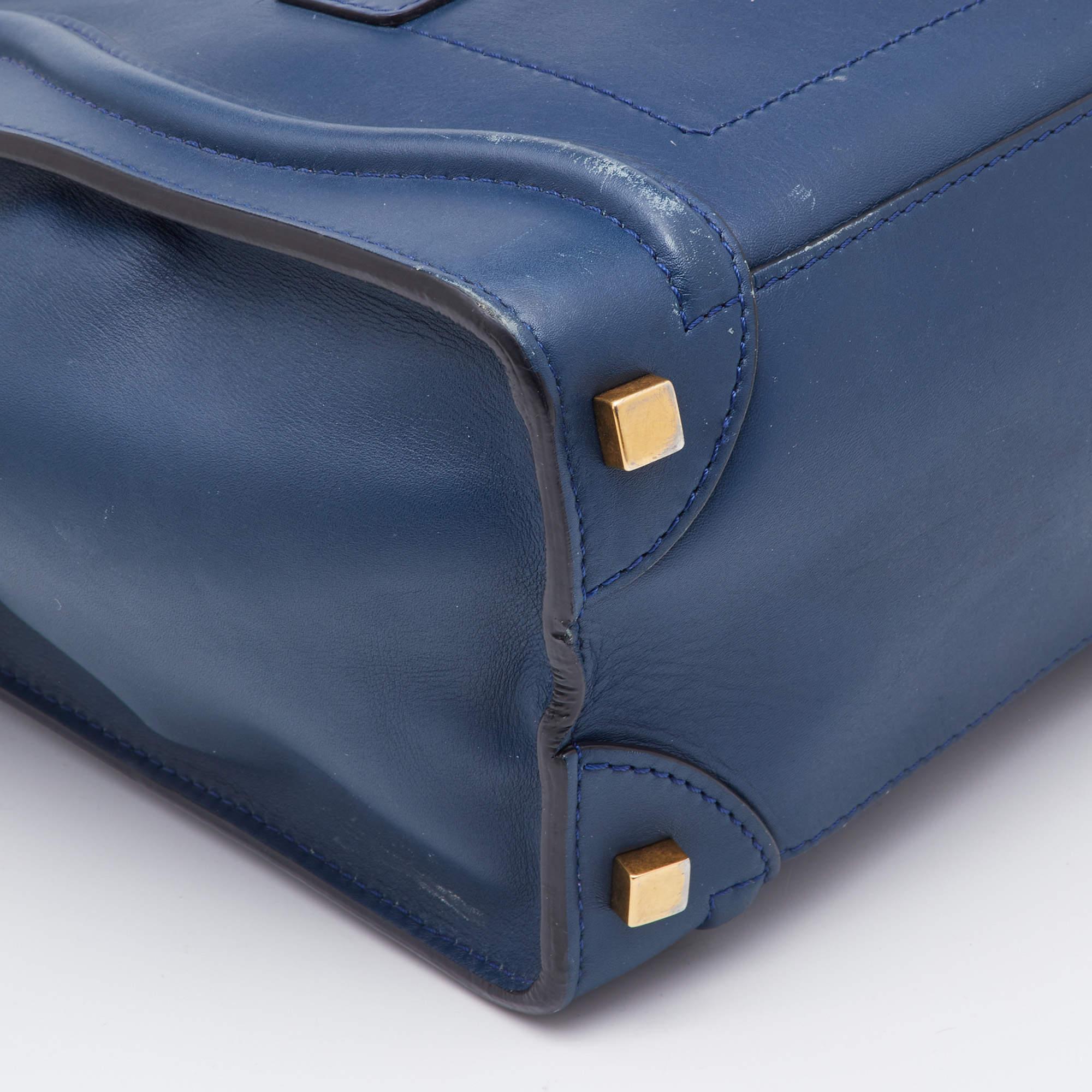 Celine Blue/Black Leather Micro Luggage Tote 12