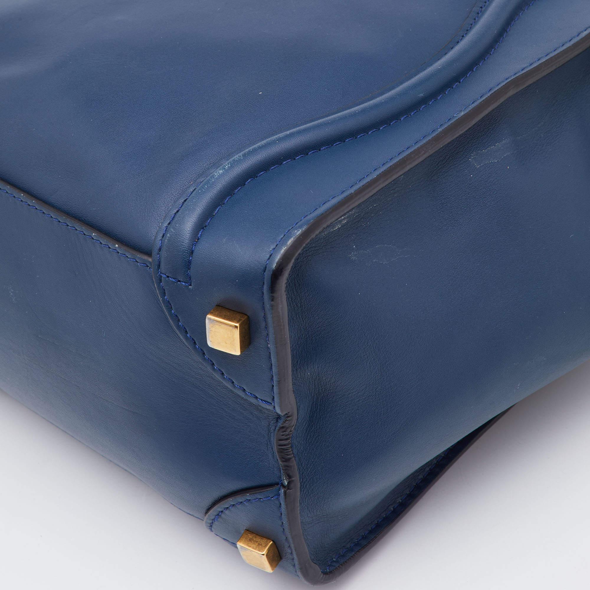 Celine Blue/Black Leather Micro Luggage Tote 15