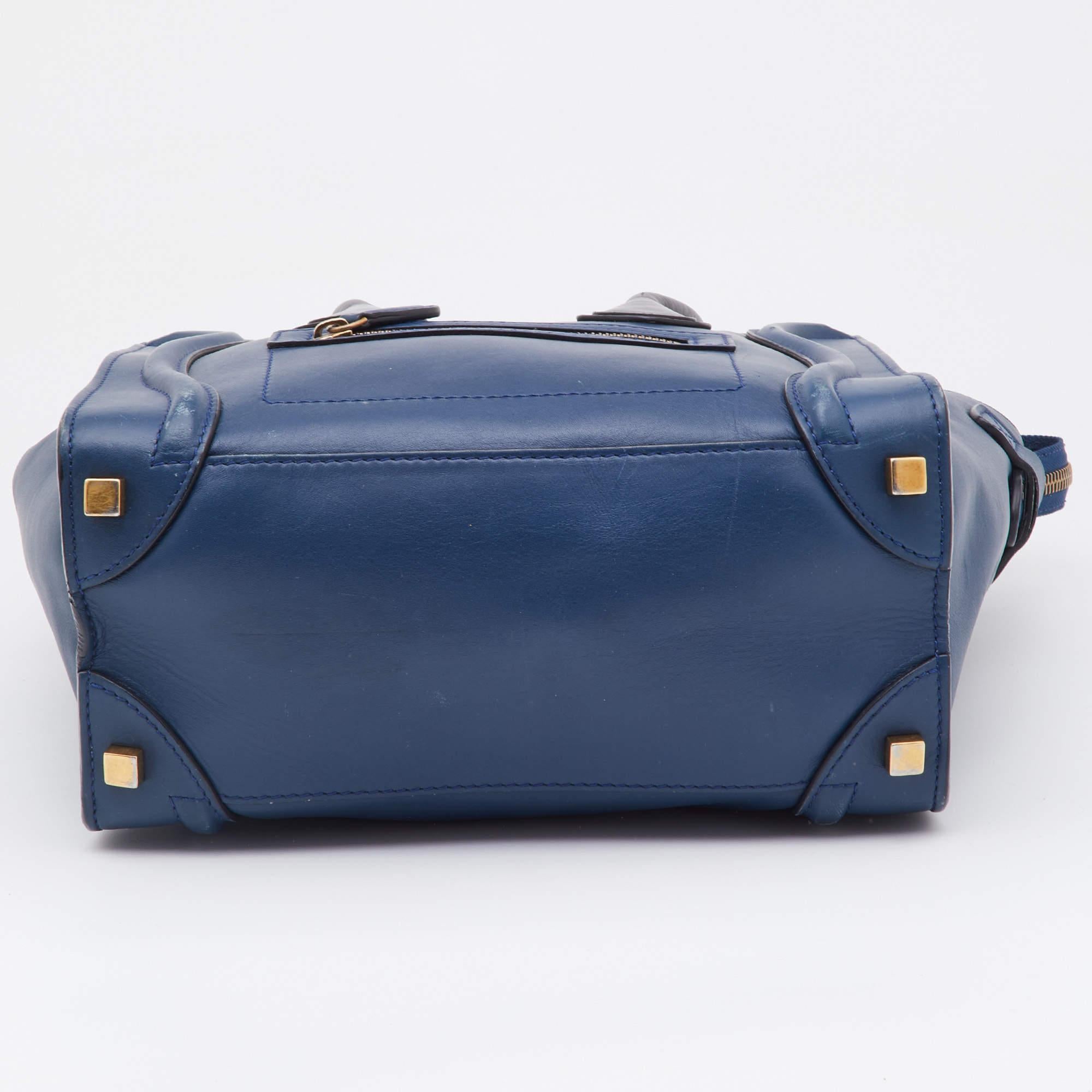 Celine Blue/Black Leather Micro Luggage Tote 1