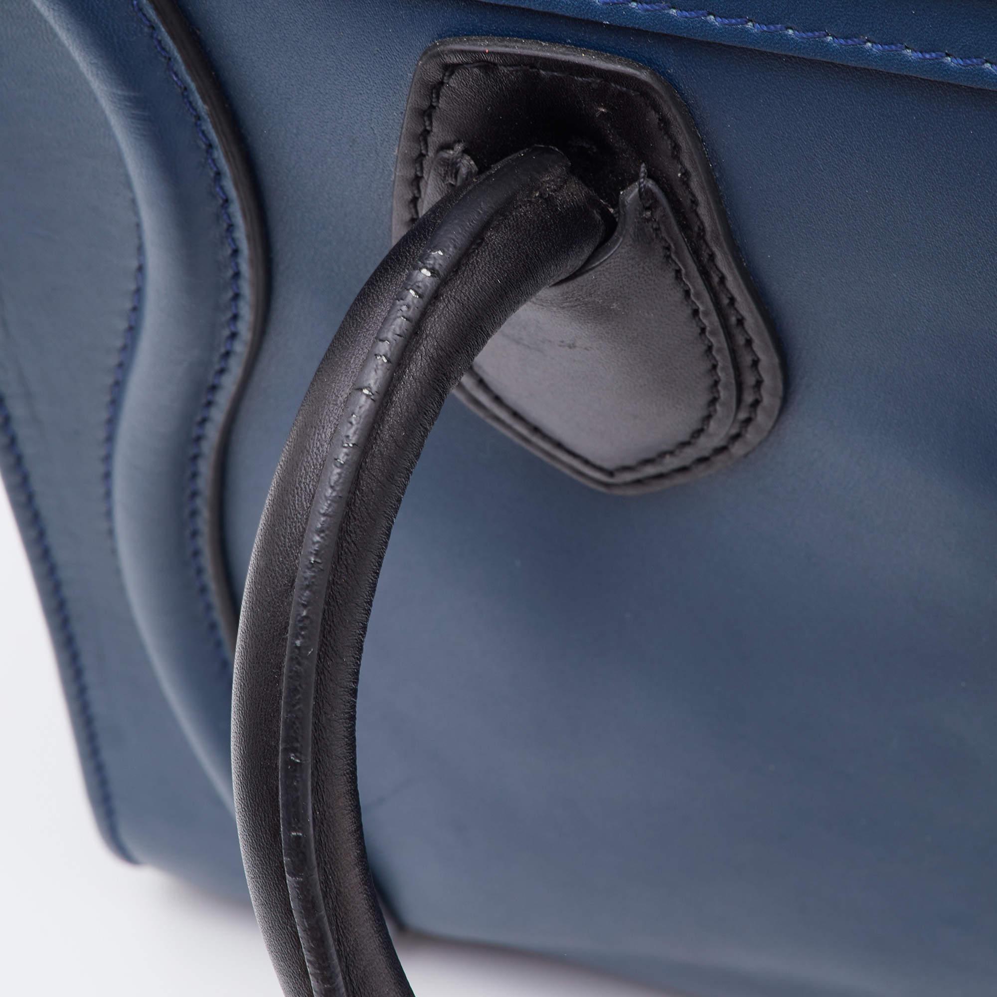 Celine Blue/Black Leather Micro Luggage Tote 2