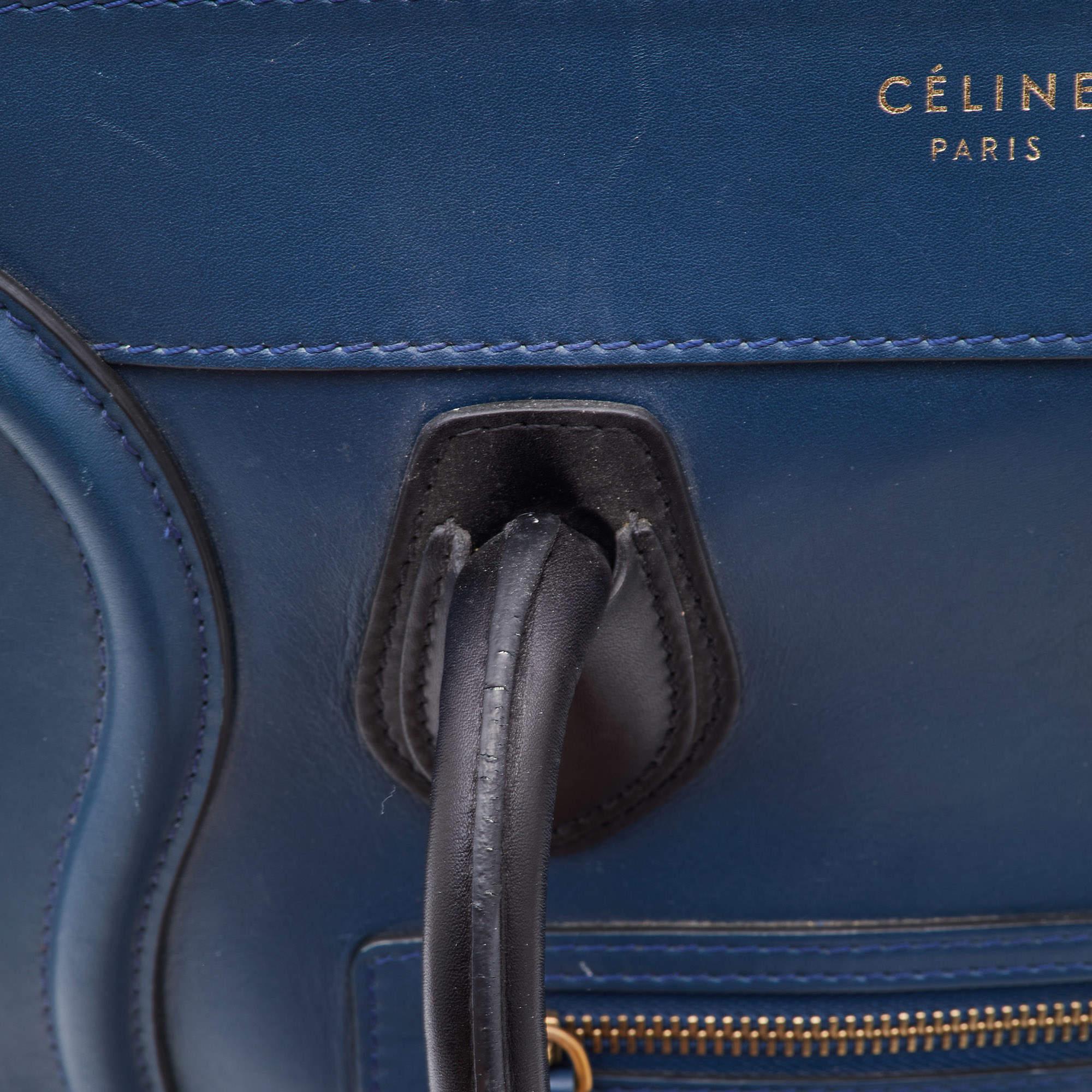 Celine Blue/Black Leather Micro Luggage Tote 3
