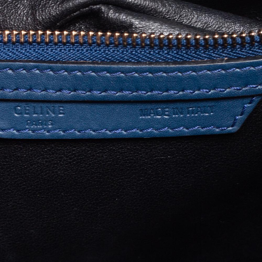 Women's Celine Blue/Black Leather Micro Luggage Tote