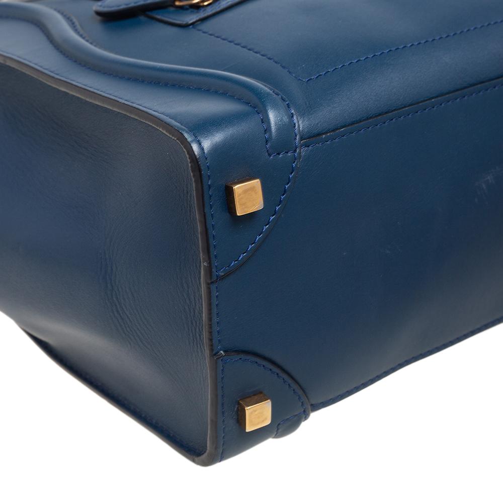 Celine Blue/Black Leather Micro Luggage Tote 1