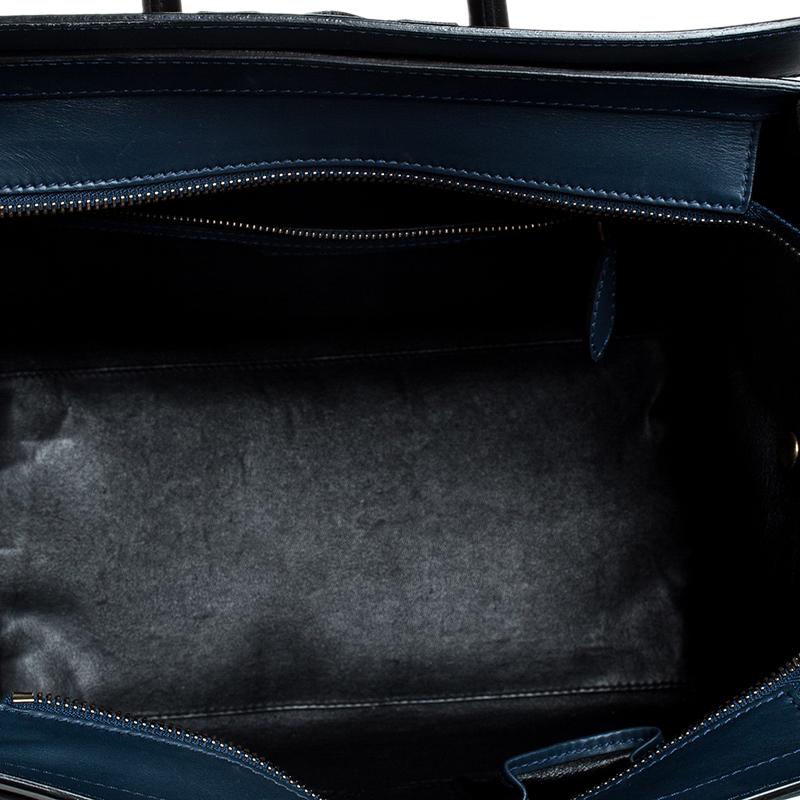 Celine Blue/Black Leather Mini Luggage Tote 6