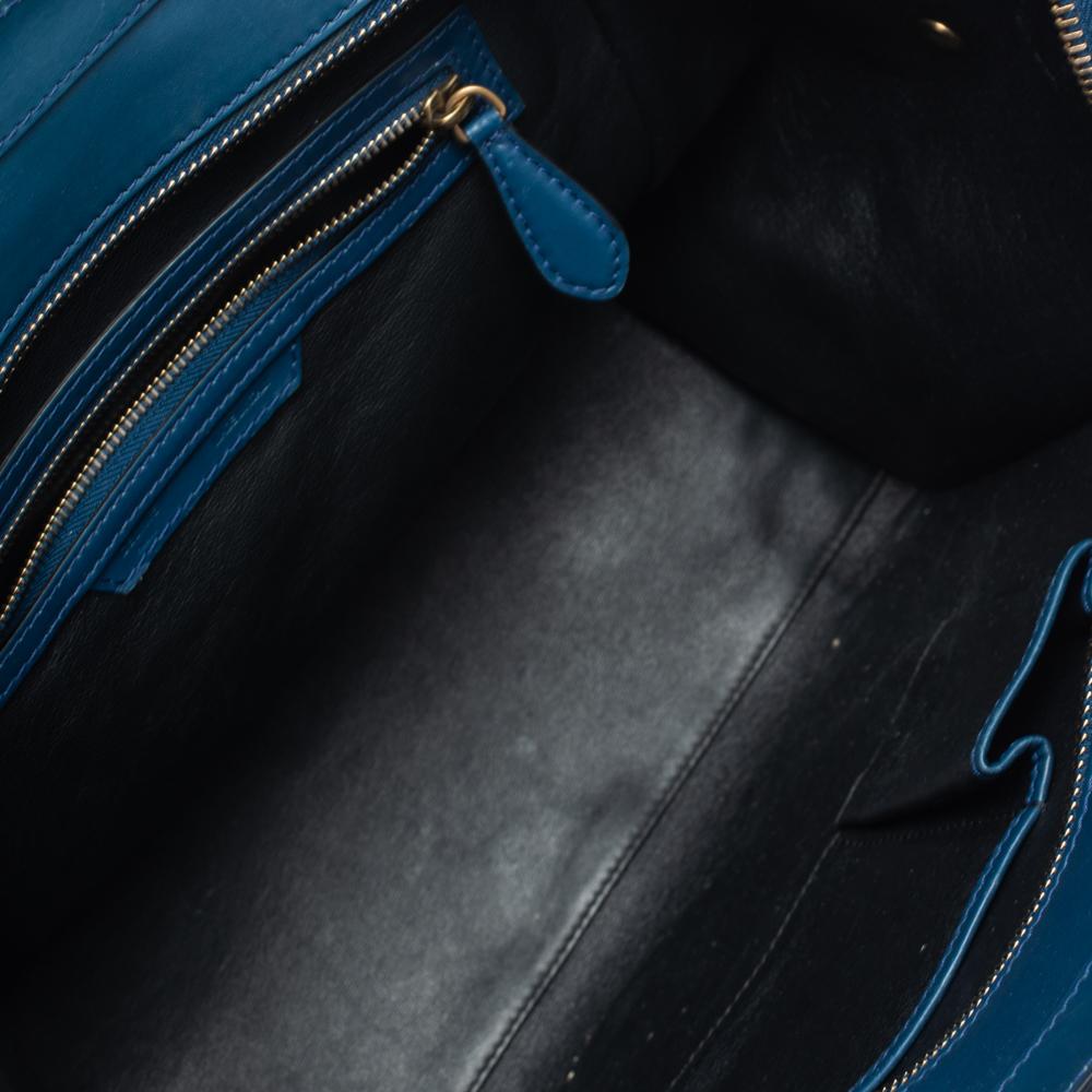 Celine Blue/Black Leather Mini Luggage Tote 8