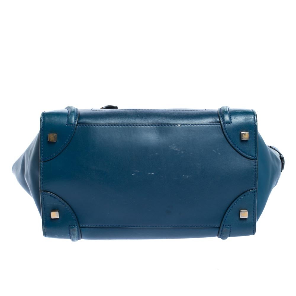Celine Blue/Black Leather Mini Luggage Tote 2