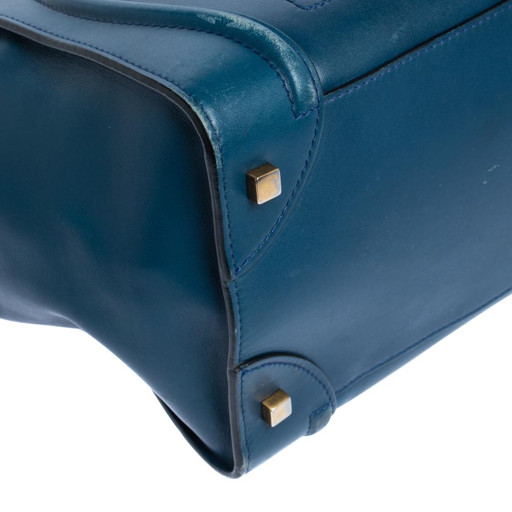 Celine Blue/Black Leather Mini Luggage Tote 4