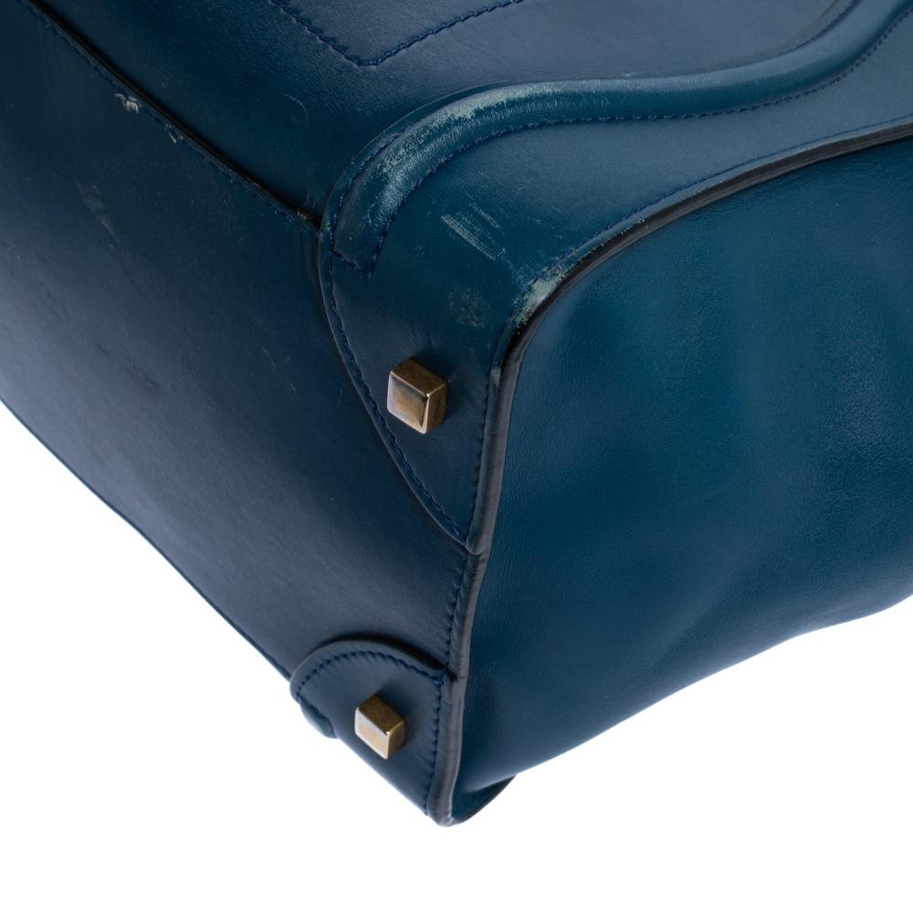 Celine Blue/Black Leather Mini Luggage Tote 5