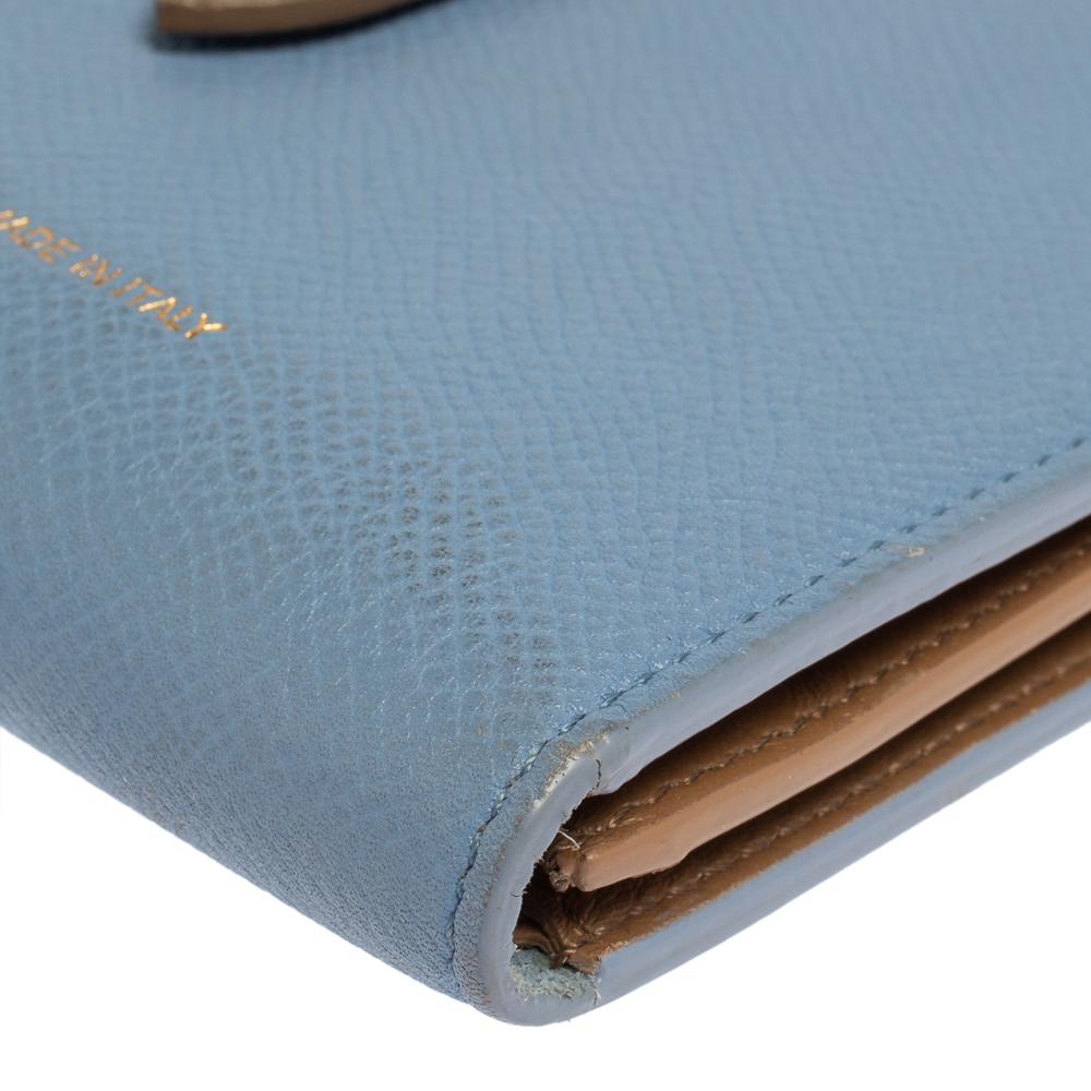 Women's Celine Blue/Brown Leather Multifunction Strap Wallet