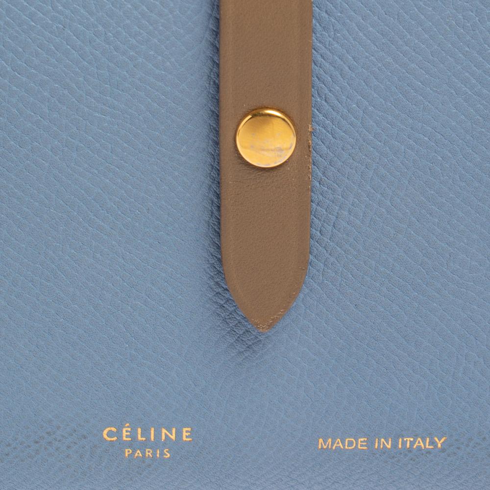 Celine Blue/Brown Leather Multifunction Strap Wallet 2