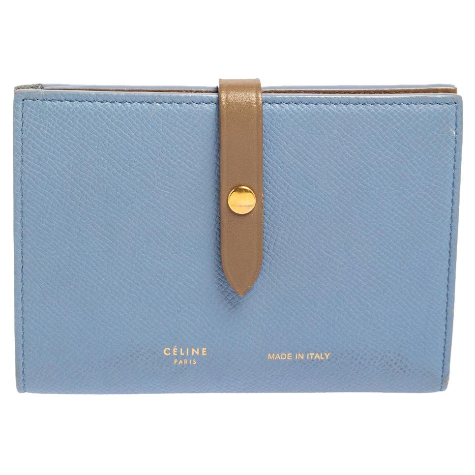 Celine Blue/Brown Leather Multifunction Strap Wallet at 1stDibs