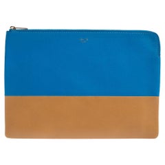Celine Blue/Brown Leather Solo Clutch