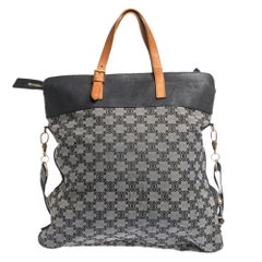 Celine Blue/Brown Macadam Canvas and Leather Vertical Tote