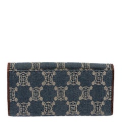 Celine Blue/Brown Macadam Denim and Leather Continental Wallet