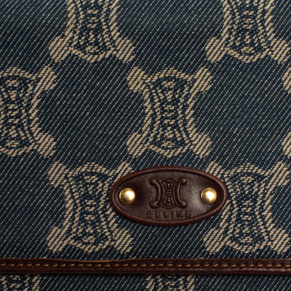 Women's Celine Blue/Brown Macadam Denim and Leather Continental Wallet