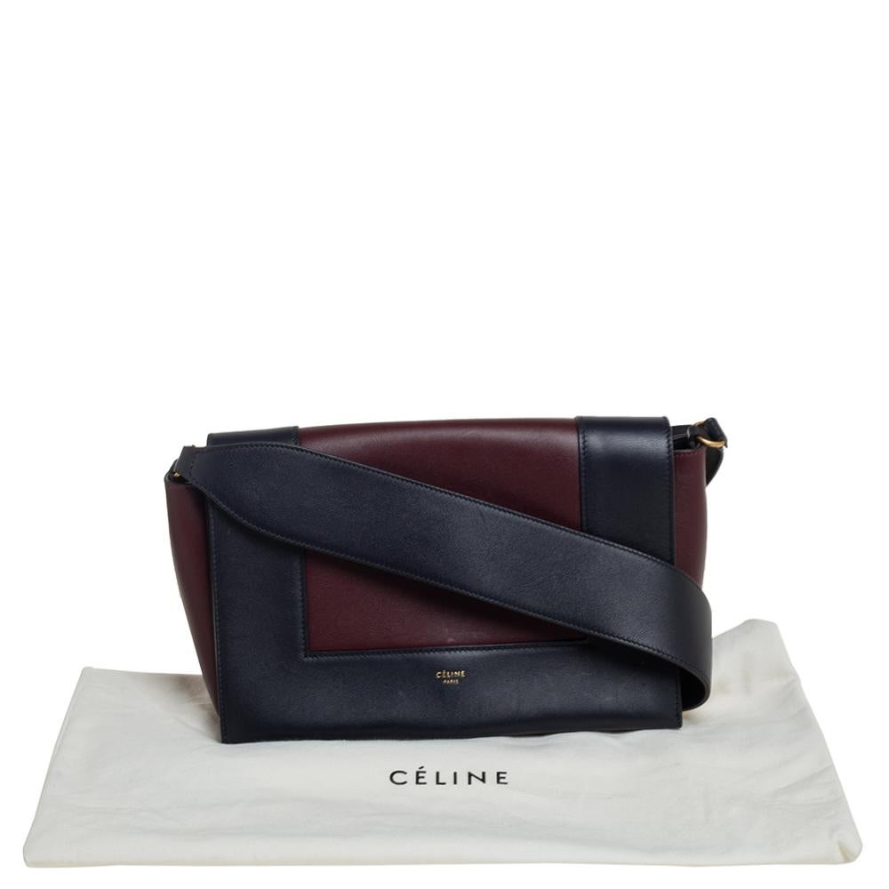 Celine Blue/Burgundy Leather Frame Classic Messenger Bag 7