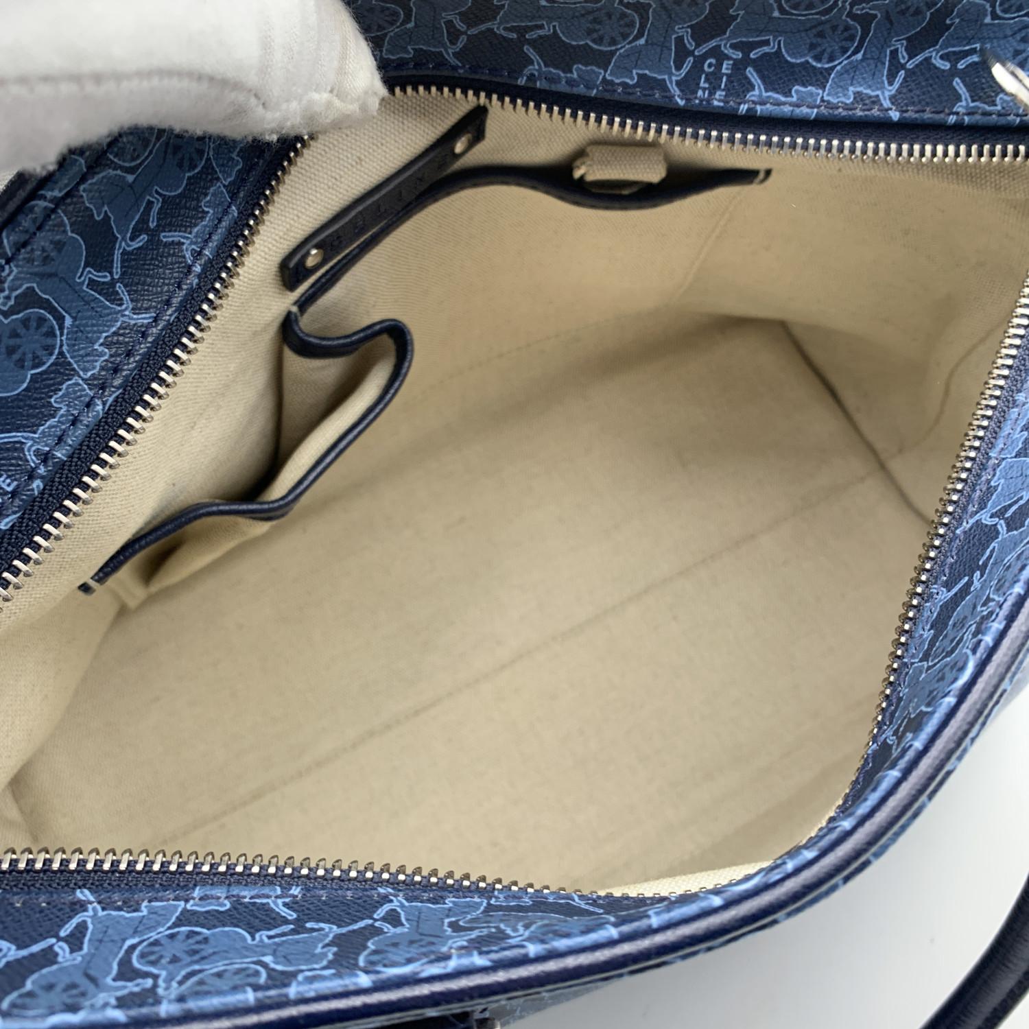 Celine Blue Canvas Carriage Printed Tote Bag Shoulder Bag 3