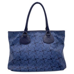 Celine Blau Canvas Kutsche gedruckt Tote Tasche Umhängetasche