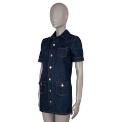 CELINE blue cotton 2024 WORKWEAR RINSED WASH DENIM MINI SHIRT Dress XS