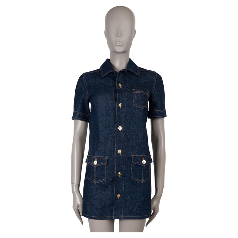 CELINE blue cotton 2024 WORKWEAR RINSED WASH DENIM MINI SHIRT Dress XS