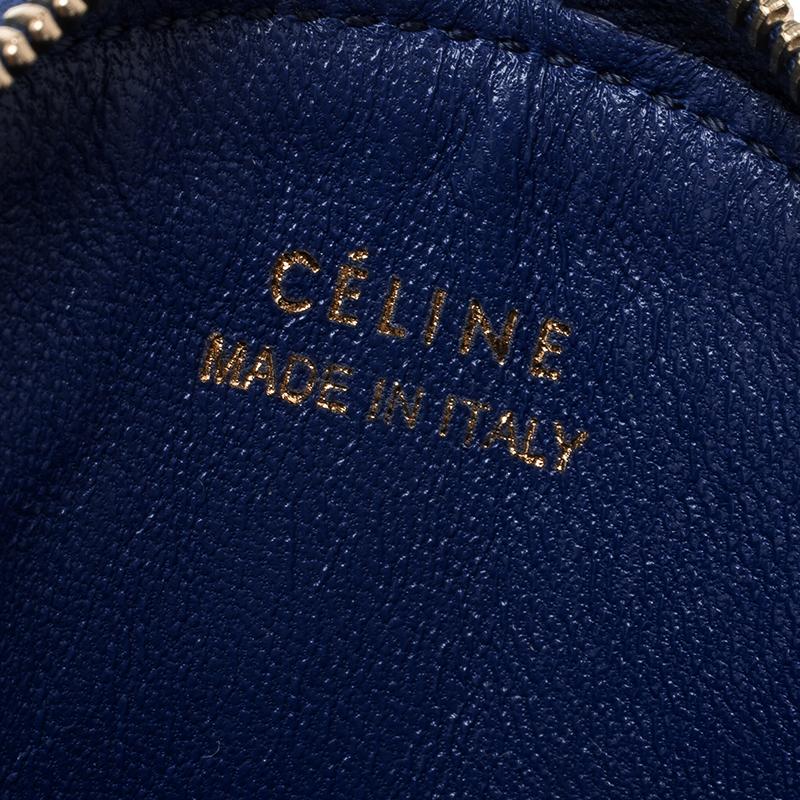 Celine Blue Croc Embossed Round Zip Coin Purse 1