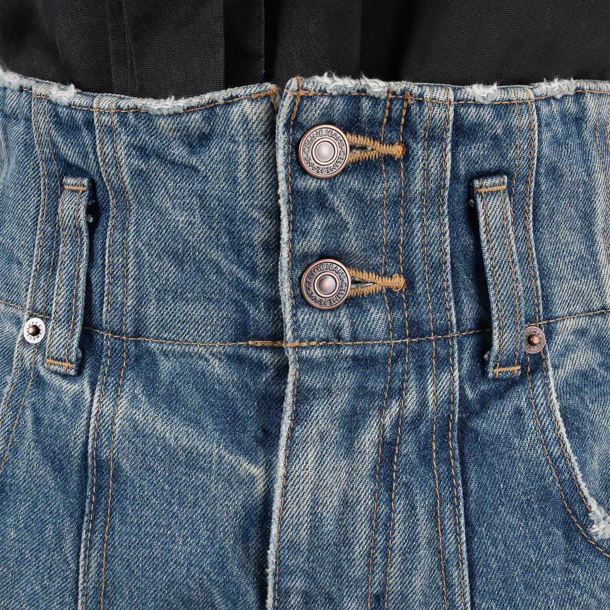 Women's CELINE blue denim JUMBO HIGH WAISTED WIDE Jeans Pants 25 XXS For Sale
