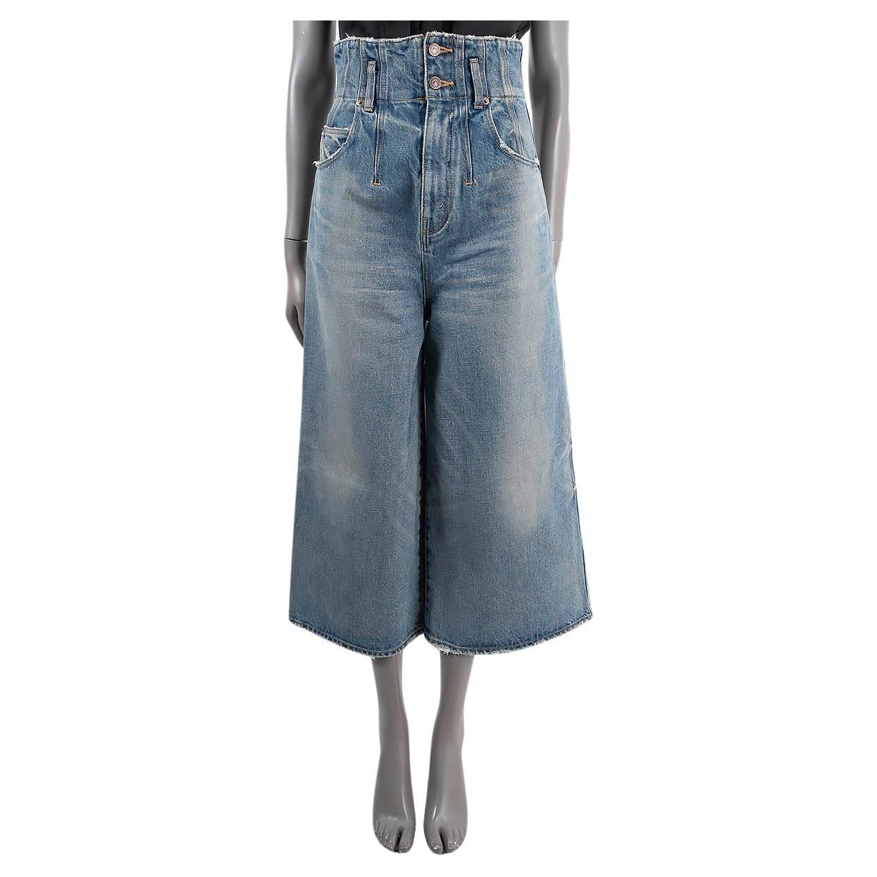 CELINE blue denim JUMBO HIGH WAISTED WIDE Jeans Pants 25 XXS For Sale