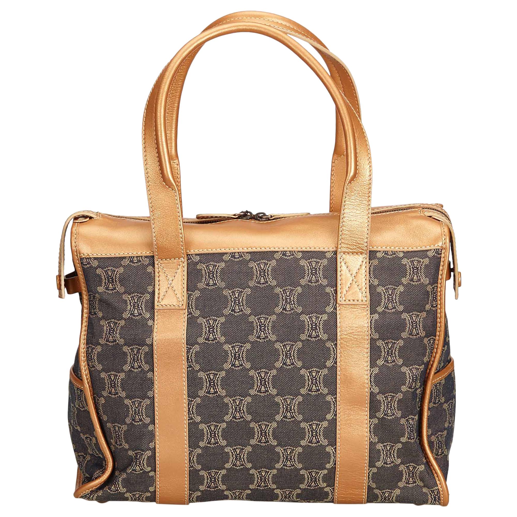 Celine Blue Denim Macadam Handbag