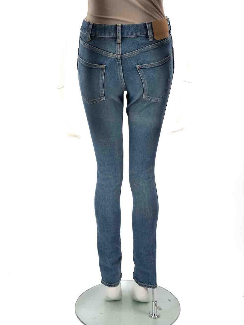 Céline Blue Denim Stone Washed Skinny Jeans Size S In Excellent Condition For Sale In London, GB