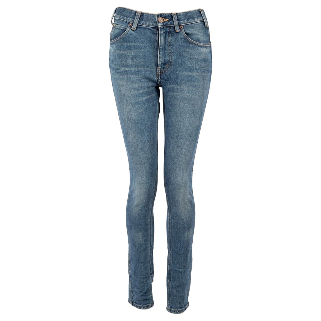 Céline Blue Denim Stone Washed Skinny Jeans Size S
