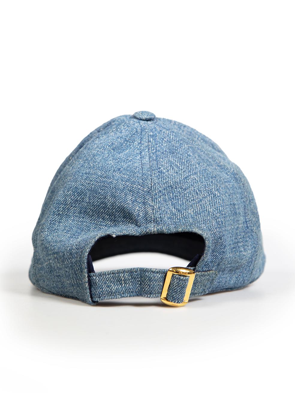 Céline Blue Denim Triomphe Logo Baseball Cap In Good Condition In London, GB