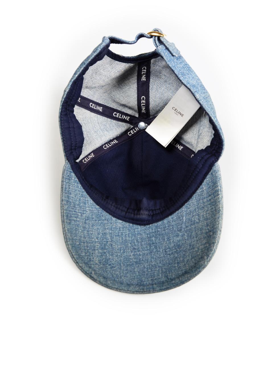 Women's Céline Blue Denim Triomphe Logo Baseball Cap