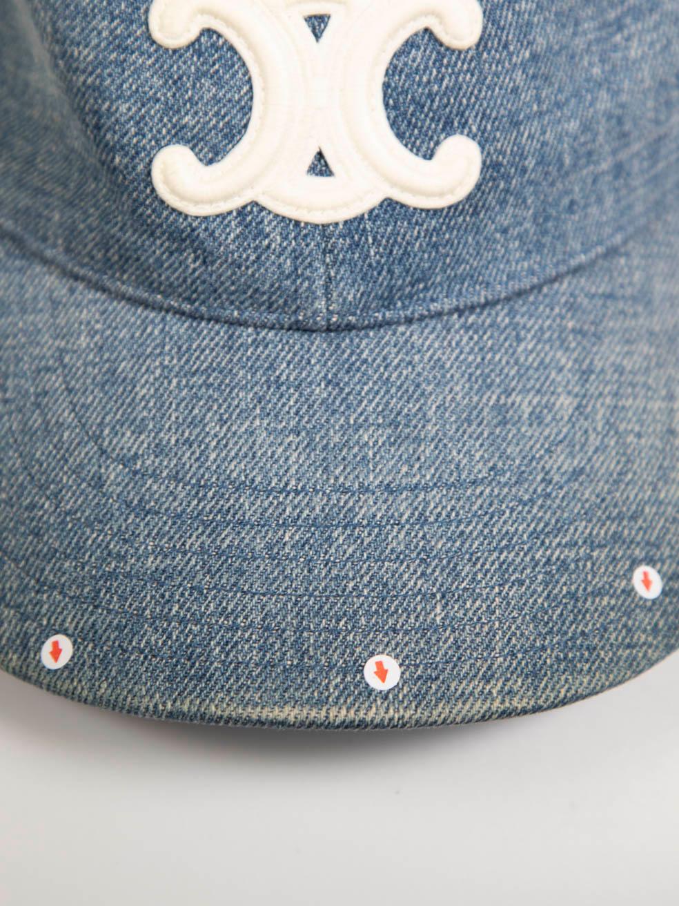 Céline Blue Denim Triomphe Logo Baseball Cap 2