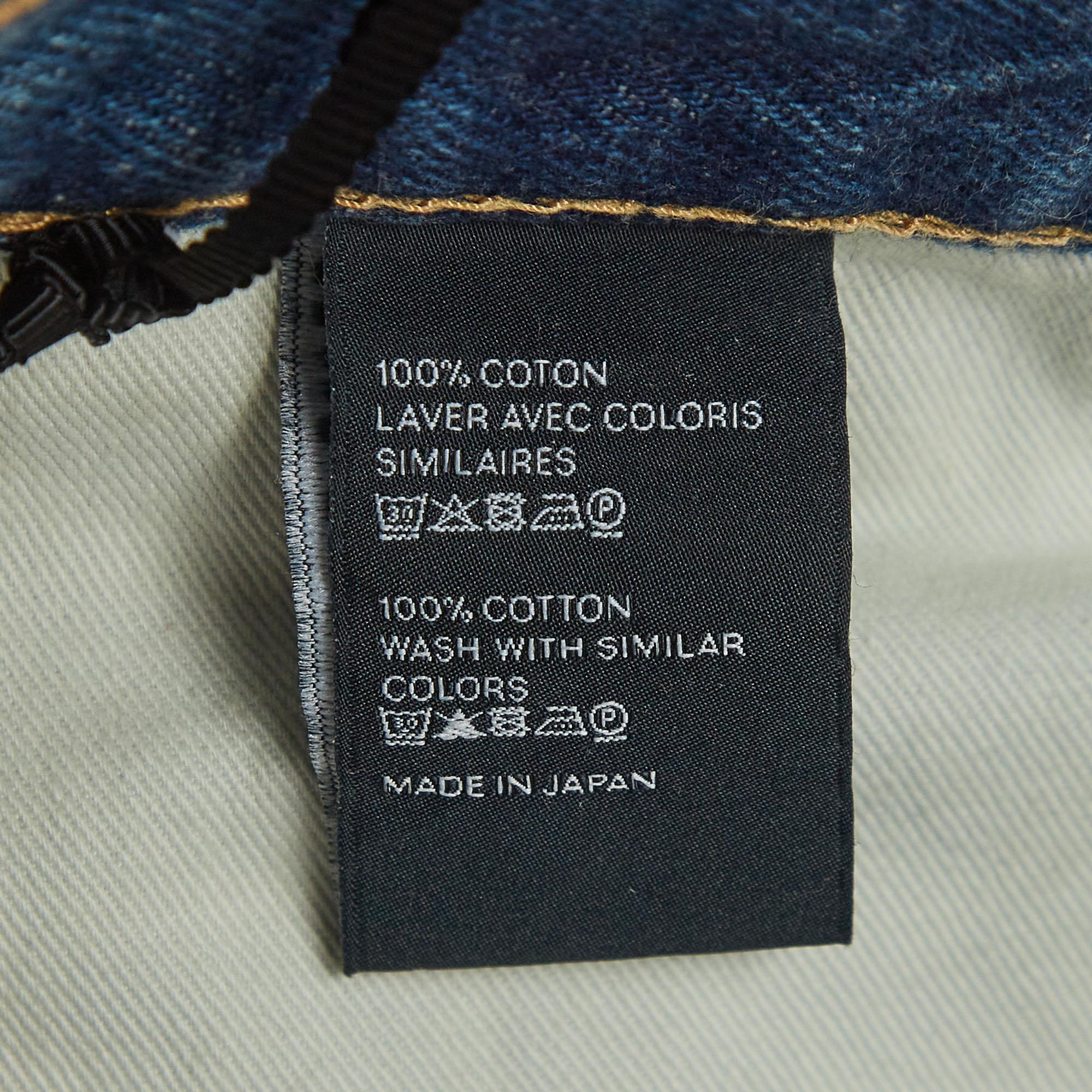 Men's Celine Blue Distressed Denim Buttoned Shorts M Waist 32''