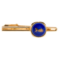 Lien de cravate Caleche bleu et or de Celine