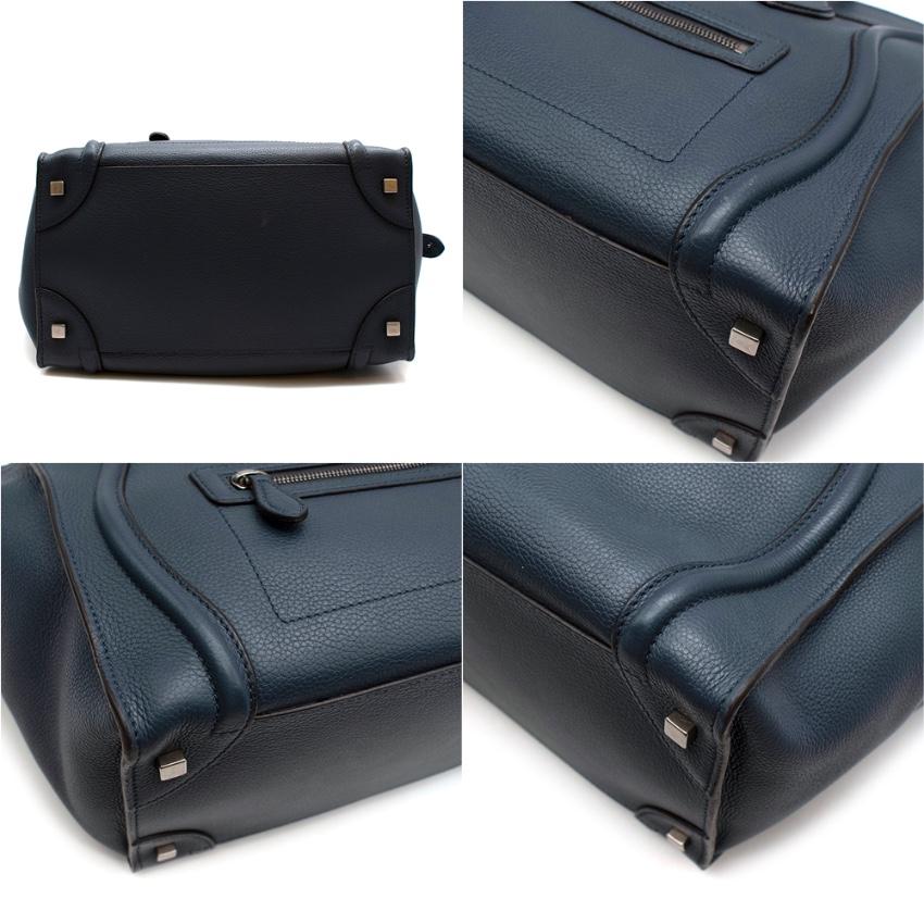 Celine Blue Grained Leather Mini Luggage Bag 1