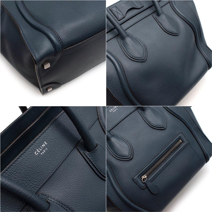 Celine Blue Grained Leather Mini Luggage Bag 2