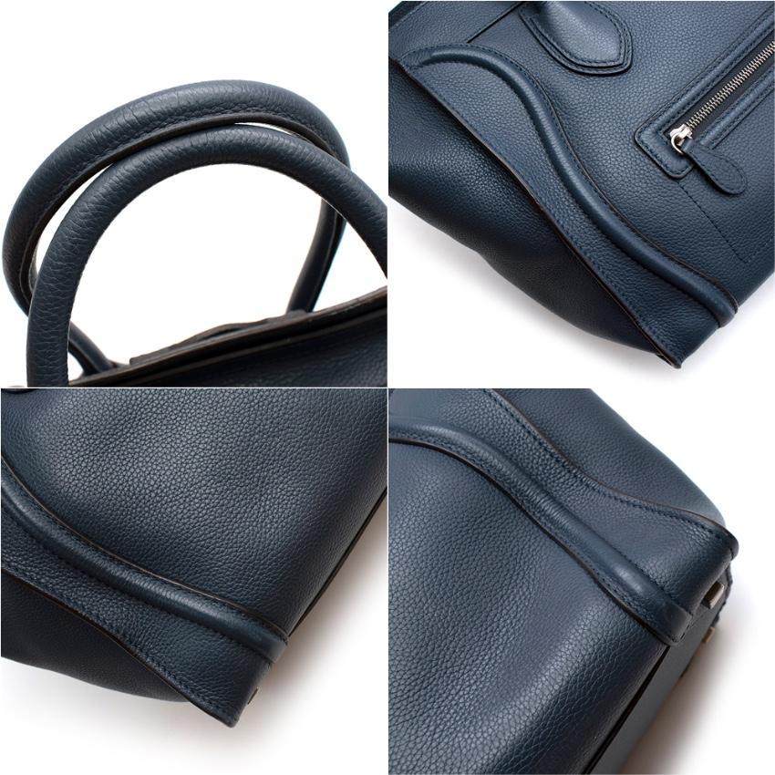 Celine Blue Grained Leather Mini Luggage Bag 3