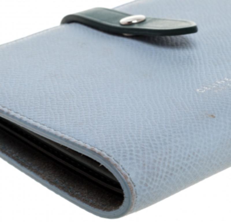 Celine Blue/Green Leather Multifunction Strap Wallet For Sale 6