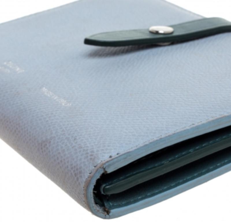 Celine Blue/Green Leather Multifunction Strap Wallet For Sale 7