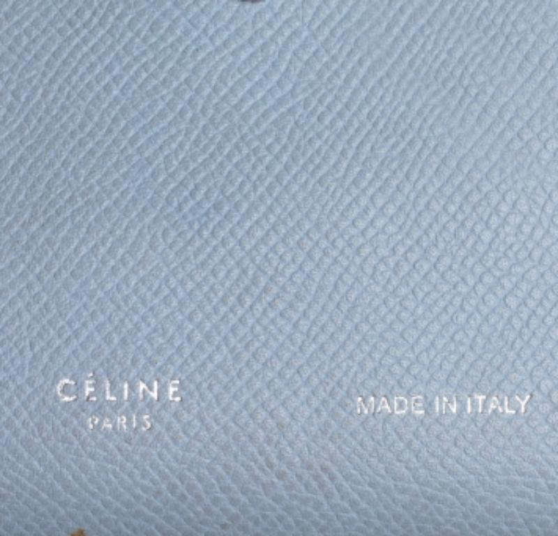 Celine Blue/Green Leather Multifunction Strap Wallet In Fair Condition For Sale In Dubai, Al Qouz 2