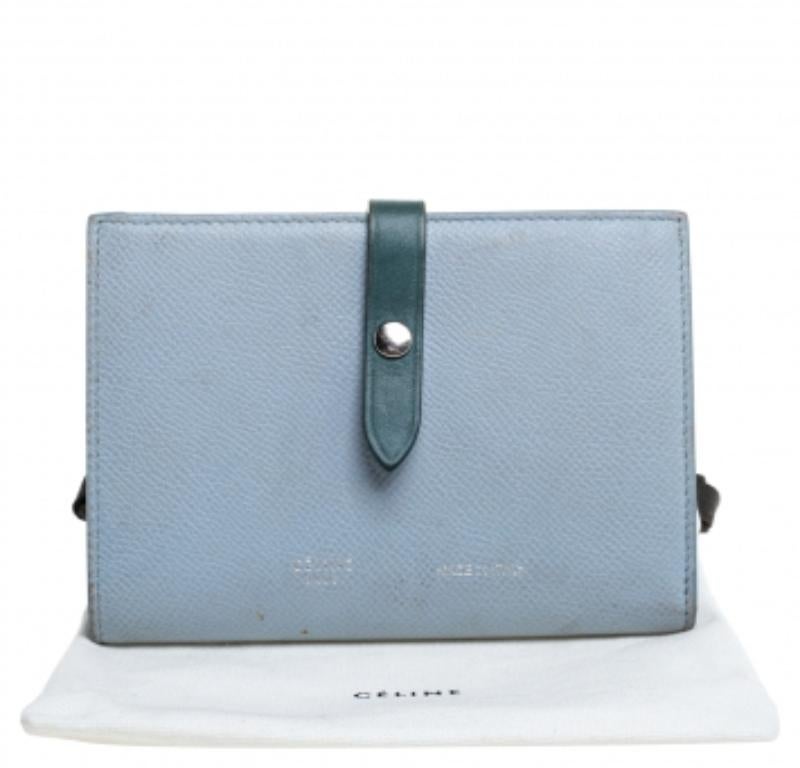 Celine Blue/Green Leather Multifunction Strap Wallet For Sale 2