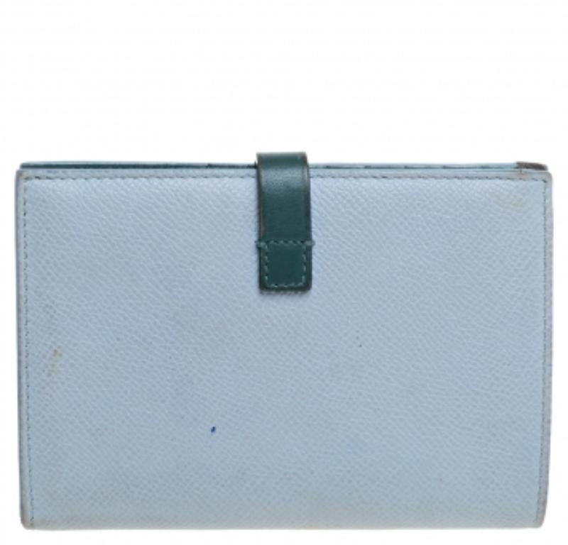 Celine Blue/Green Leather Multifunction Strap Wallet For Sale 4