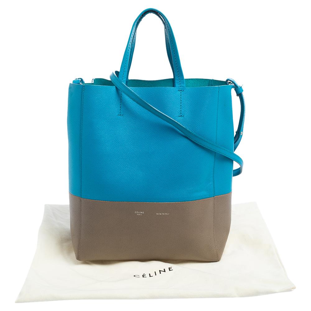 Celine Blue/Grey Grained Leather Small Vertical Cabas Tote 3