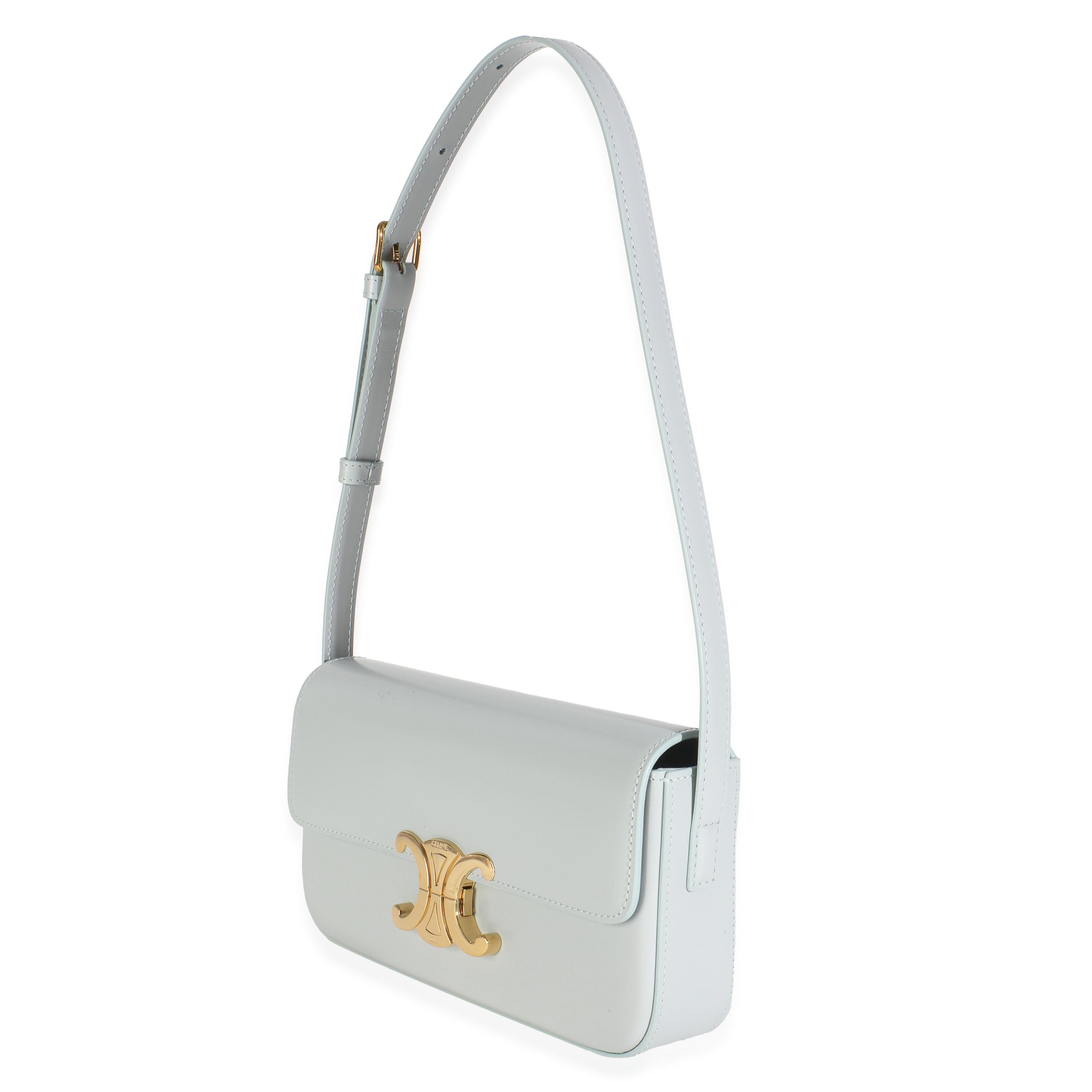 Celine Blue Grey Shiny Calfskin Claude Triomphe Shoulder Bag Neuf - En vente à New York, NY