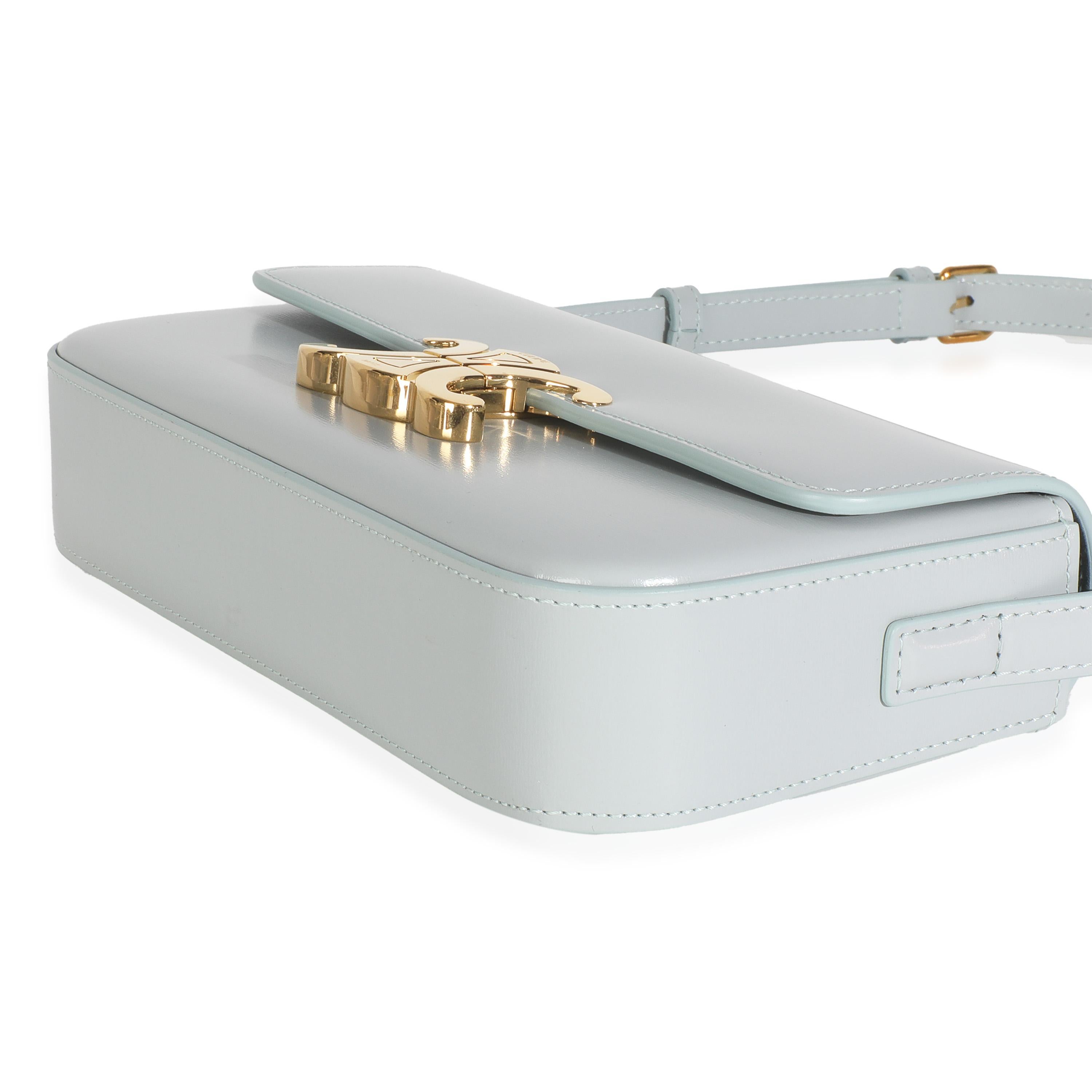 Celine Blue Grey Shiny Calfskin Claude Triomphe Shoulder Bag Pour femmes en vente