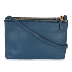 Celine Blue Lambskin Small Trio Crossbody Bag